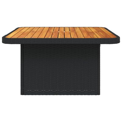 vidaXL Table de jardin noir 80x80x71 cm résine tressée et bois acacia