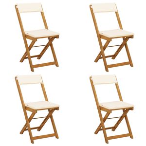 vidaXL Chaises de bistrot d'ext&eacute;rieur 4 pc Cr&egrave;me blanc