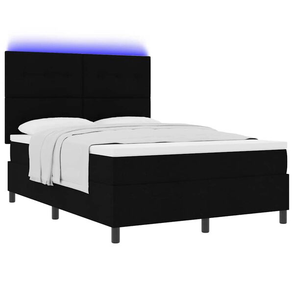 vidaXL Lit &agrave; ressorts avec matelas avec LED Noir 160 x 200 cm tissu