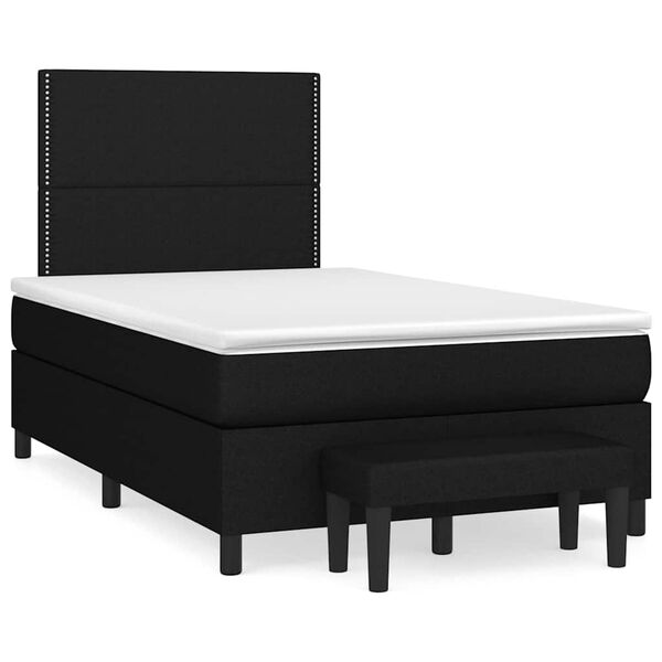 vidaXL Sommier &agrave; lattes de lit avec matelas noir 120x190 cm tissu
