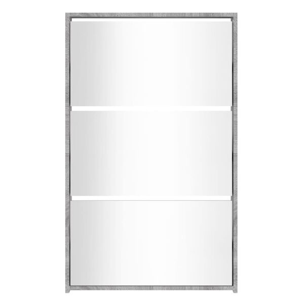 vidaXL Armoire &agrave; chaussures miroir 3 niveaux Sonoma gris 63x17x102,5cm