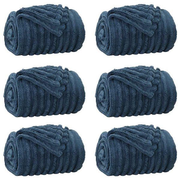 vidaXL Couvertures &agrave; jeter 6 pcs Bleu marine 200 x 150 cm Toison