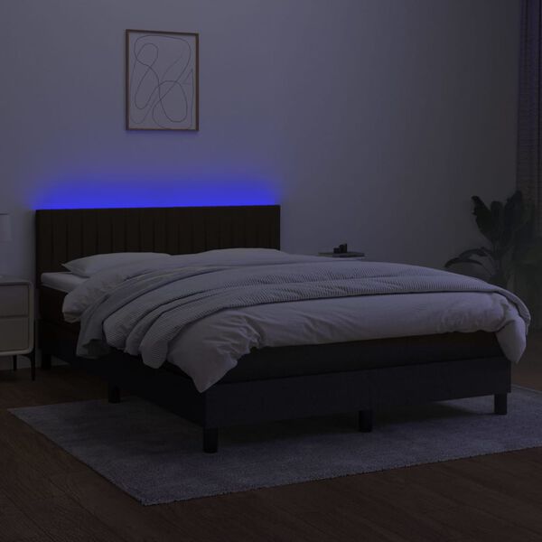 vidaXL Sommier &agrave; lattes de lit avec matelas LED Noir 140x190 cm Tissu