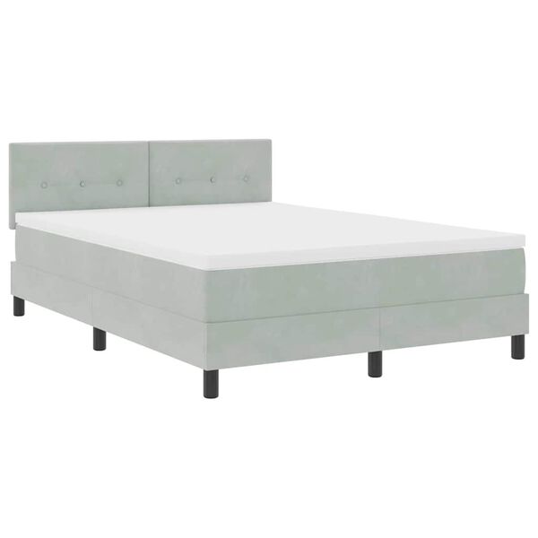 vidaXL Lit &agrave; ressorts avec matelas Gris clair 160 x 200 cm Velours