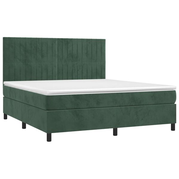 vidaXL Sommier &agrave; lattes de lit et matelas Vert fonc&eacute; 180x200cm Velours