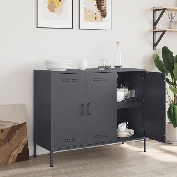 vidaXL Buffet anthracite 100,5x39x79 cm acier