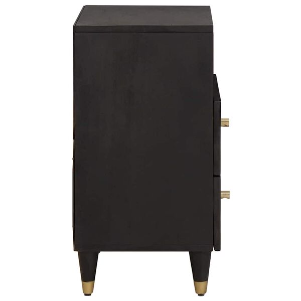 vidaXL Cabinet de chevet Noir 50 x 33 x 62 cm Bois de mangue massif