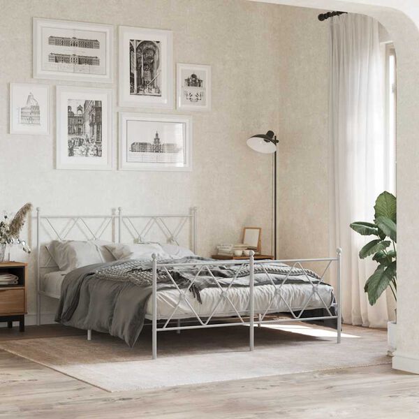 vidaXL T&ecirc;te de lit de remplacement m&eacute;tal blanc 137 cm