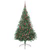 vidaXL Sapin de No&euml;l artificiel pr&eacute;-&eacute;clair&eacute; Vert 180 cm PVC