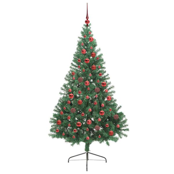 vidaXL Sapin de No&euml;l artificiel pr&eacute;-&eacute;clair&eacute; Vert 180 cm PVC