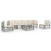 vidaXL Salon de jardin 7 pcs avec coussins anthracite r&eacute;sine tress&eacute;e