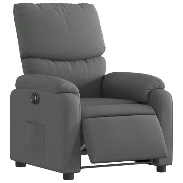 vidaXL Fauteuil inclinable &eacute;lectrique Gris fonc&eacute; Tissu