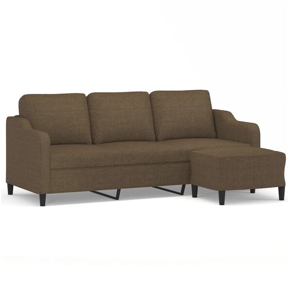 vidaXL Canap&eacute; &agrave; 3 places avec repose-pieds Marron 180 cm Tissu