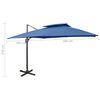 vidaXL Parasol de jardin en porte-&agrave;-faux avec double toit bleu azur