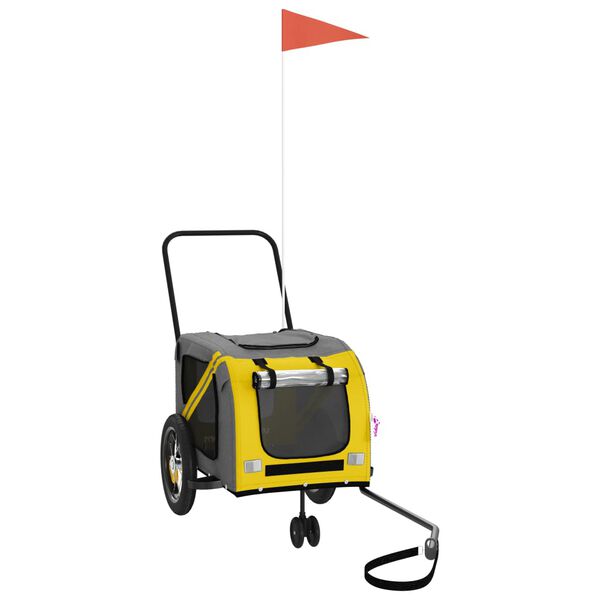 vidaXL Remorque de v&eacute;lo pour animaux de compagnie jaune et noir