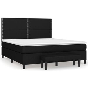 vidaXL Sommier &agrave; lattes de lit avec matelas Noir 160x200 cm Tissu