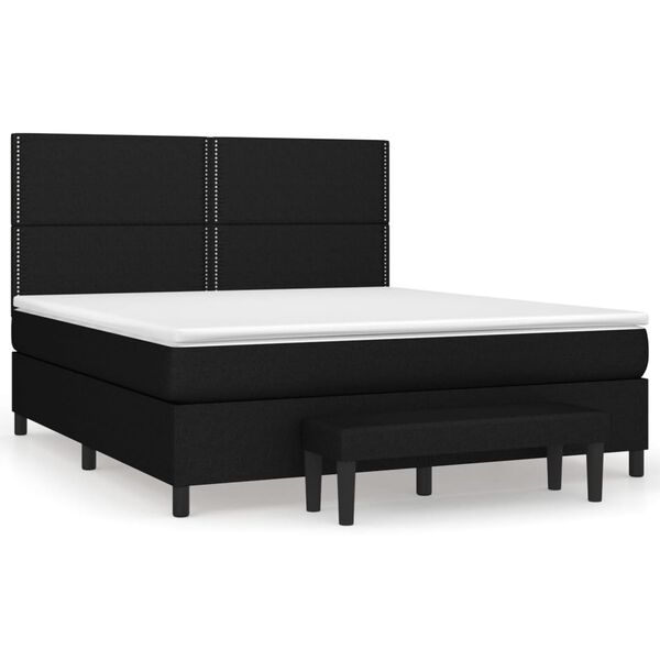vidaXL Sommier &agrave; lattes de lit avec matelas Noir 160x200 cm Tissu
