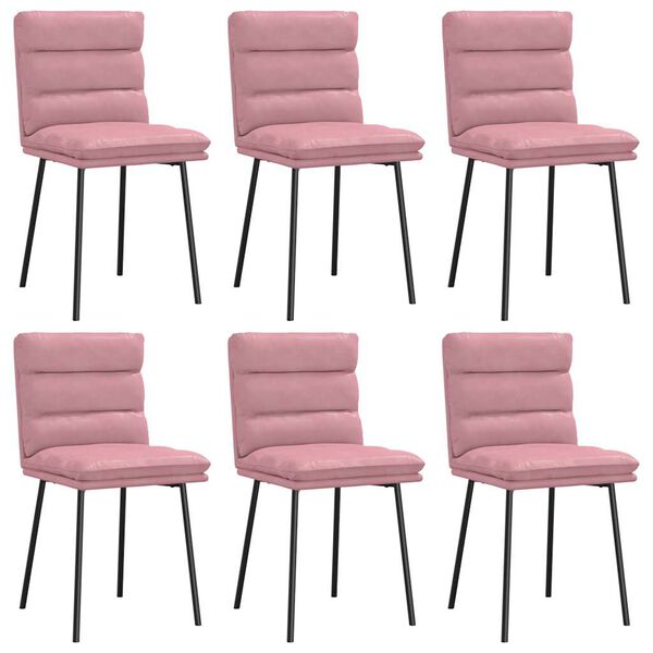 vidaXL Chaises &agrave; manger lot de 6 rose velours