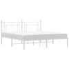 vidaXL Cadre de lit m&eacute;tal sans matelas et t&ecirc;te de lit blanc 183x213 cm