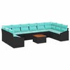 vidaXL Ensemble de canap&eacute; de jardin avec coussin 11 pcs Noir polyrotin