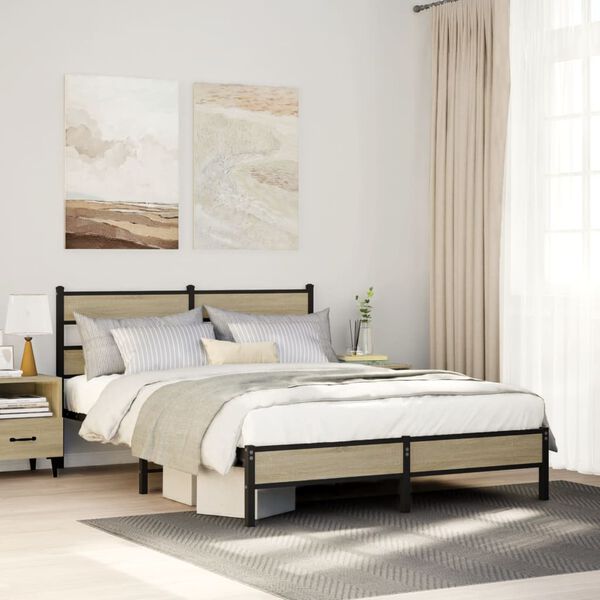 vidaXL Cadre de lit sans matelas ch&ecirc;ne sonoma 160x200 cm