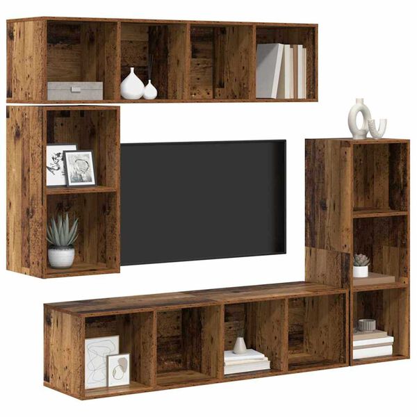 vidaXL Ensemble meuble TV 4 pcs Bois ancien Bois d'ing&eacute;nierie