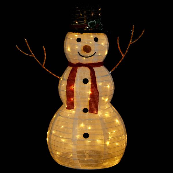 vidaXL Figurine de bonhomme de neige de Noël à LED Tissu 90 cm