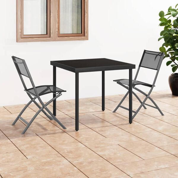 vidaXL Mobilier de salle &agrave; manger d'ext&eacute;rieur 3 pcs Acier