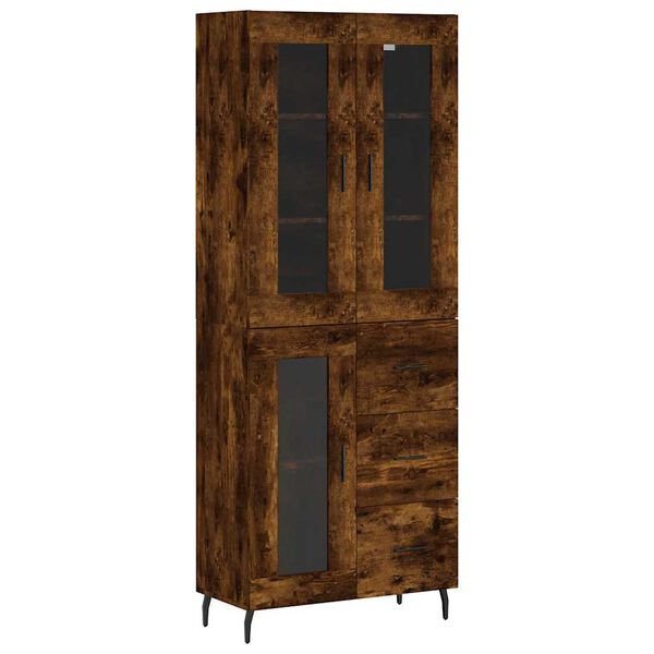 vidaXL Buffet haut Ch&ecirc;ne fum&eacute; 69,5x34x180 cm Bois d'ing&eacute;nierie