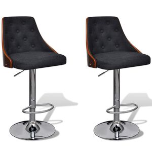 vidaXL Tabourets de bar lot de 2 bois courb&eacute; et tissu