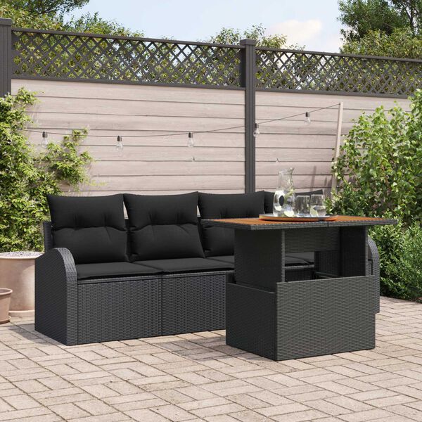 vidaXL Ensemble de canapé de jardin avec coussin 5 pcs Noir