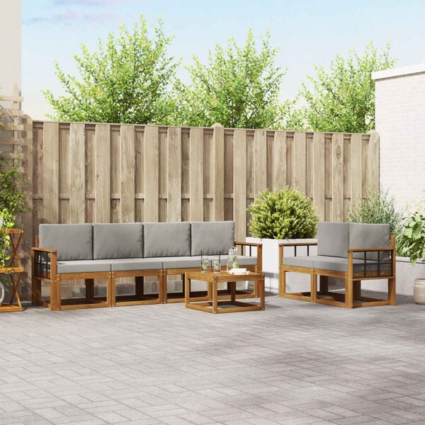 vidaXL Ensemble de canap&eacute;s d'ext&eacute;rieur 7 pcs Gris Naturel et Clair