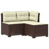 vidaXL Canap&eacute; de jardin 3 places avec coussins look rattan PP Marron