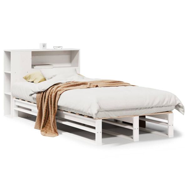 vidaXL Lit biblioth&egrave;que sans matelas blanc 75x190 cm bois massif