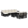 vidaXL Ensemble de canap&eacute; de jardin 10 pc Noir et blanc cr&egrave;me