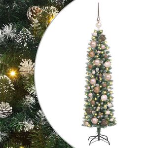 vidaXL Arbre de No&euml;l artificiel slim avec 150 LED Vert et blanc 120 cm