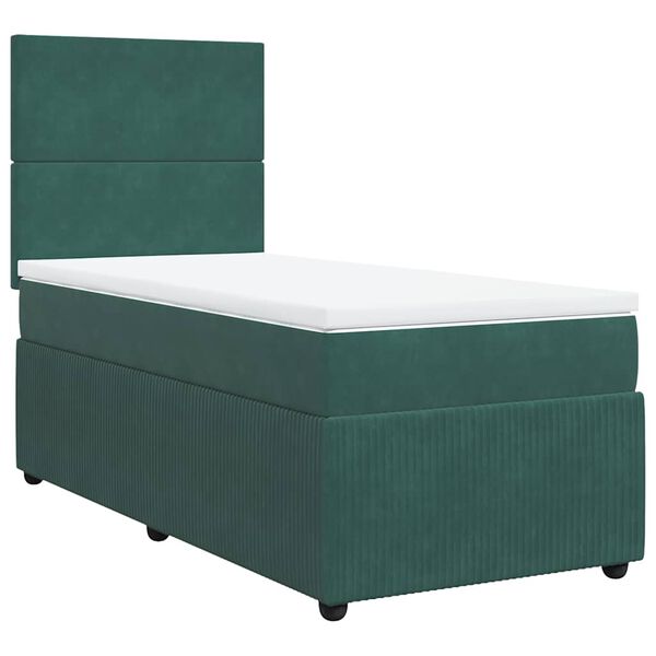 vidaXL Sommier &agrave; lattes de lit avec matelas Vert fonc&eacute; 100x200 cm