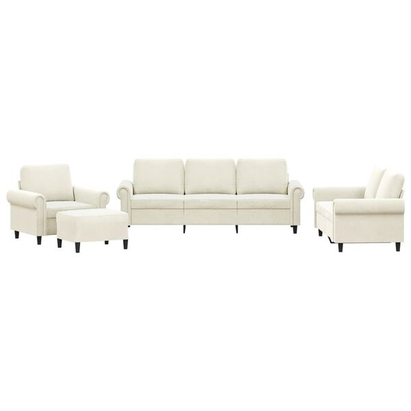 vidaXL Ensemble de canap&eacute;s 4 pcs avec coussins Cr&egrave;me Velours
