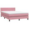 vidaXL Sommier &agrave; lattes de lit avec matelas rose 140x210 cm velours