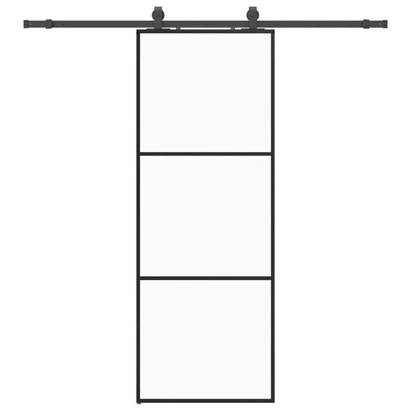 vidaXL Porte coulissante kit de quincaillerie noir 76x205 cm verre ESG