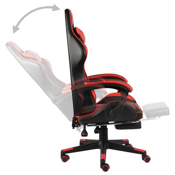 vidaXL Fauteuil de jeux vid&eacute;o et repose-pied Noir et rouge Similicuir