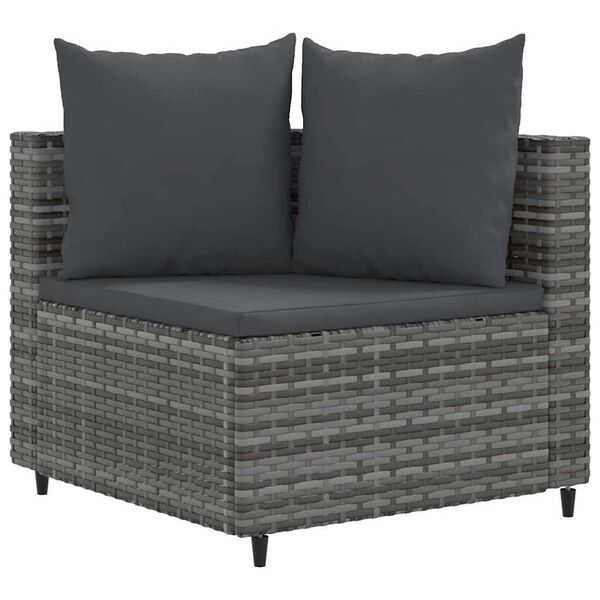 vidaXL Salon de jardin 9 pcs avec coussins gris r&eacute;sine tress&eacute;e