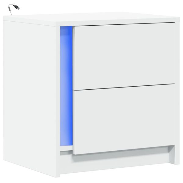 vidaXL Armoire de chevet avec lumières LED blanc bois d'ingénierie