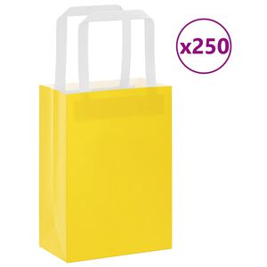 vidaXL Sacs en papier 250 pcs avec poignées jaune 15x8x21 cm