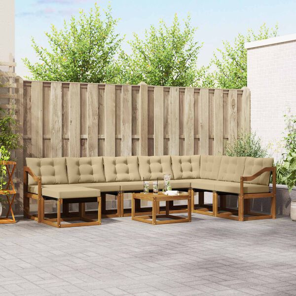 vidaXL Ensemble de canap&eacute;s d'ext&eacute;rieur 9 pcs Naturel et Beige