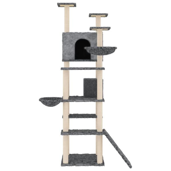 vidaXL Arbre &agrave; chat avec griffoirs en sisal Gris fonc&eacute; 191 cm