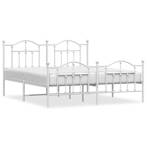 vidaXL Cadre de lit métal sans matelas et pied de lit blanc 180x200 cm