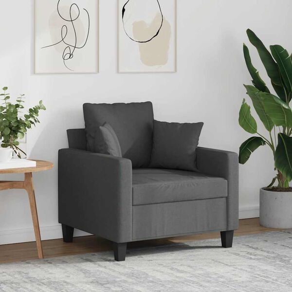 vidaXL Fauteuil Gris fonc&eacute; 60 cm Tissu