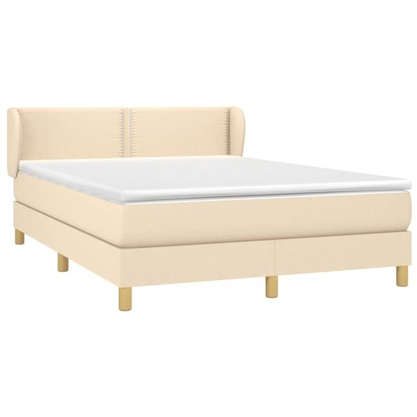 vidaXL Sommier &agrave; lattes de lit avec matelas Cr&egrave;me 140x190 cm Tissu