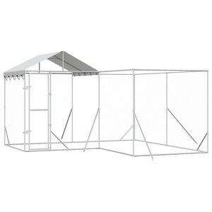 vidaXL Chenil d'ext&eacute;rieur pour chiens avec toit argent&eacute; 4x4x2,5 m